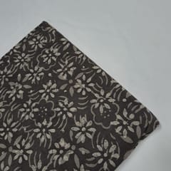 Dark Grey Colour Cambric Cotton Dabu Printed Fabric