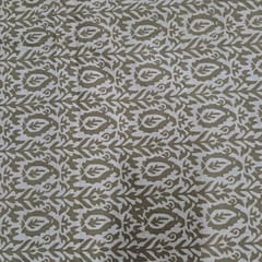 Olive Colour Cambric Cotton Bagru Printed Fabric