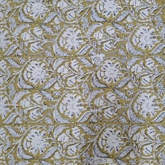 Mustard Colour Cambric Cotton Bagru Printed Fabric