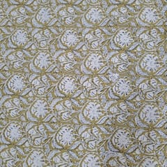 Mustard Colour Cambric Cotton Bagru Printed Fabric