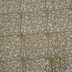 Mustard Colour Cambric Cotton Bagru Printed Fabric
