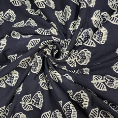Dark Navy Blue Colour Cambric Cotton Printed Fabric