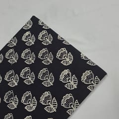 Dark Navy Blue Colour Cambric Cotton Printed Fabric