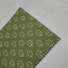 Green Colour Cambric Cotton Dabu Printed Fabric