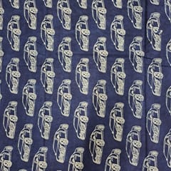 Indigo Colour Cambric Cotton Dabu Printed Fabric
