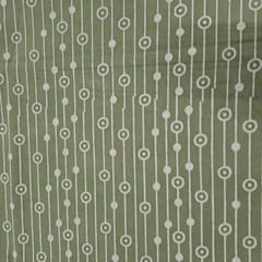 Green Colour Cambric Cotton Dabu Printed Fabric