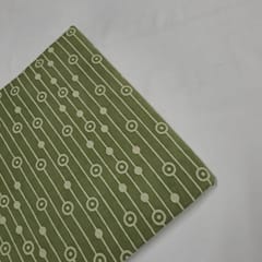 Green Colour Cambric Cotton Dabu Printed Fabric
