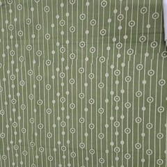 Green Colour Cambric Cotton Dabu Printed Fabric