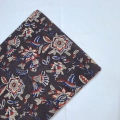 Black Colour Cambric Cotton Kalamkari Printed Fabric