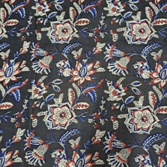 Black Colour Cambric Cotton Kalamkari Printed Fabric