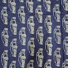 Indigo Colour Cambric Cotton Dabu Printed Fabric
