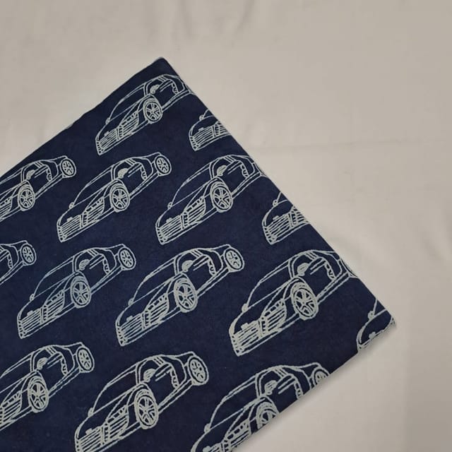 Indigo Colour Cambric Cotton Dabu Printed Fabric