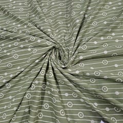 Green Colour Cambric Cotton Dabu Printed Fabric