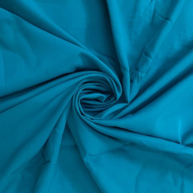 Crystal Teal Blue Colour Dyed Poly Crepe Fabric