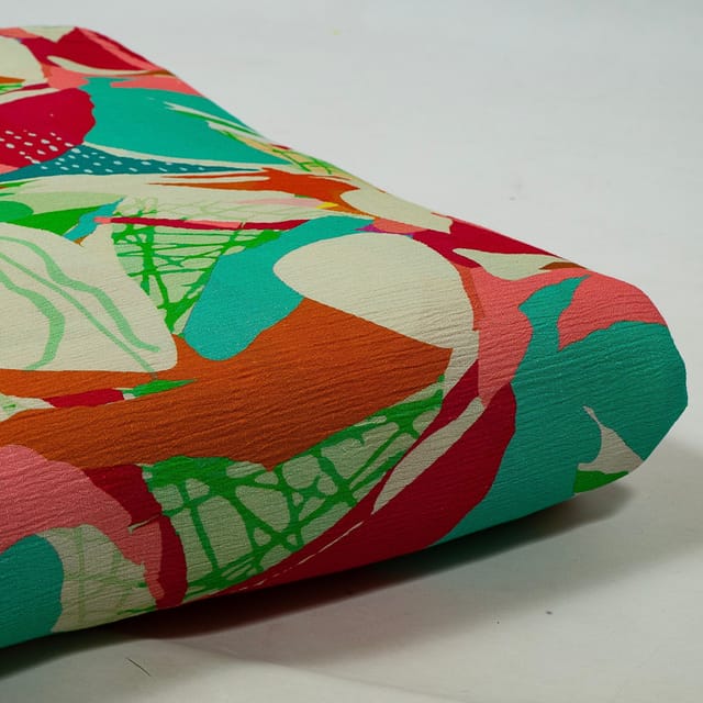 Multi Colour Cotton Crush Digital Printed Fabric