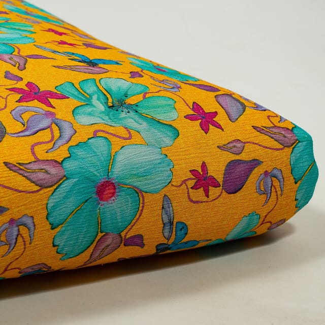 Multi Colour Cotton Crush Digital Printed Fabric