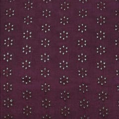 Wine Embroidered Cotton Heavy Hakoba Fabric