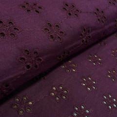 Wine Embroidered Cotton Heavy Hakoba Fabric