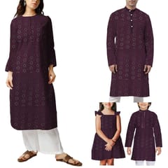 Wine Embroidered Cotton Heavy Hakoba Fabric