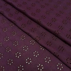 Wine Embroidered Cotton Heavy Hakoba Fabric