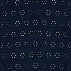 Navy Blue Embroidered Cotton Heavy Hakoba Fabric