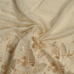 Dyeable Shimmer Muslin Embroidered Fabric