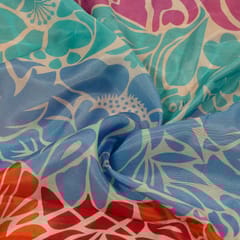Multi Colour Muslin Digital Printed Fabric