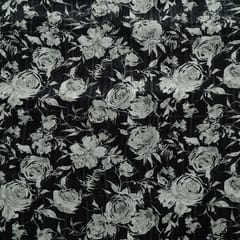 Black Colour Viscose Natural Crepe Printed Fabric