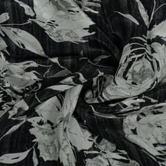 Black Colour Viscose Natural Crepe Printed Fabric