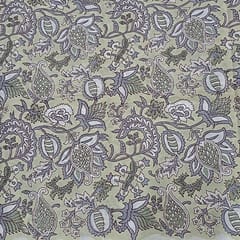 Cream Colour Cotton Cambric Printed Fabric