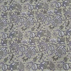 Cream Colour Cotton Cambric Printed Fabric