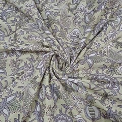 Cream Colour Cotton Cambric Printed Fabric