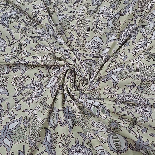 Cream Colour Cotton Cambric Printed Fabric