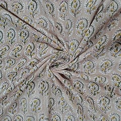 Peach Colour Cotton Cambric Printed Fabric