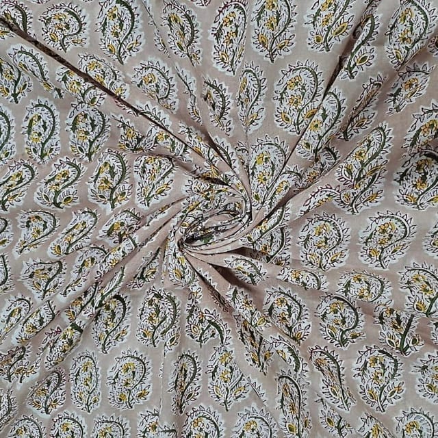 Peach Colour Cotton Cambric Printed Fabric