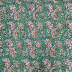 Mint Green Colour Cotton Cambric Printed Fabric