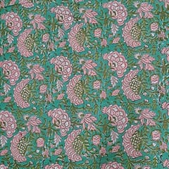 Mint Green Colour Cotton Cambric Printed Fabric