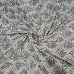 Cream Colour Cotton Cambric Printed Fabric