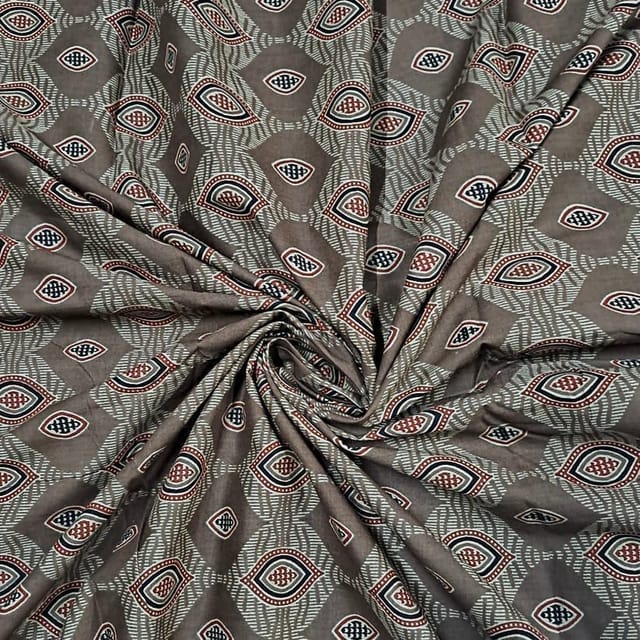 Brown Colour Cotton Cambric Printed Fabric