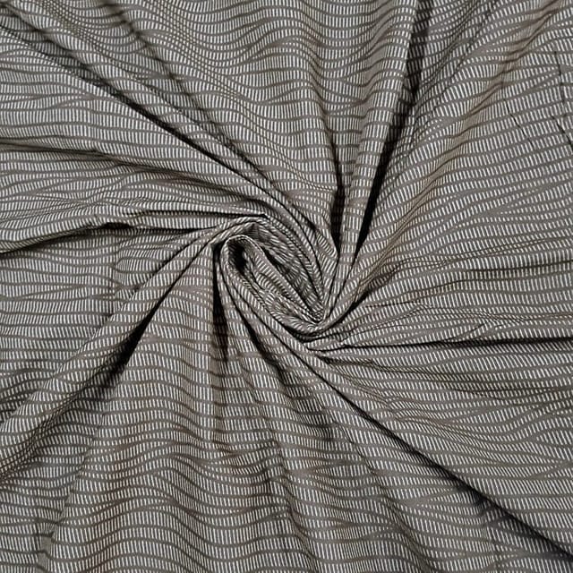 Brown Colour Cotton Cambric Printed Fabric