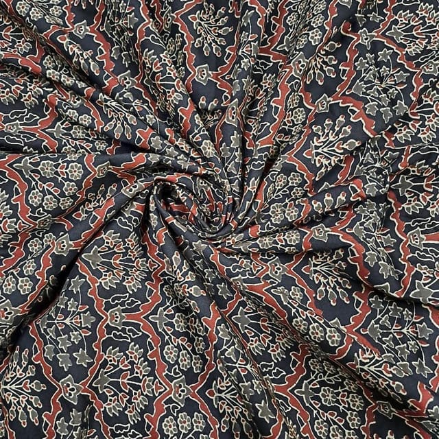 Black Colour Cotton Cambric Printed Fabric