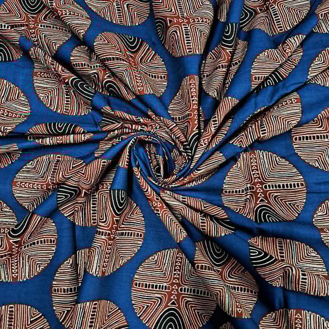 Blue Colour Cotton Cambric Printed Fabric