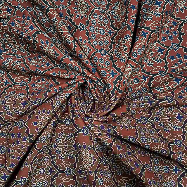 Maroon Colour Cotton Cambric Printed Fabric