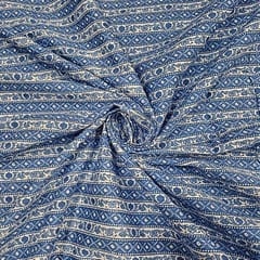 White Colour Cotton Dobby Printed Fabric