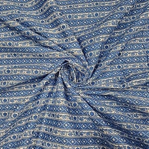 White Colour Cotton Dobby Printed Fabric