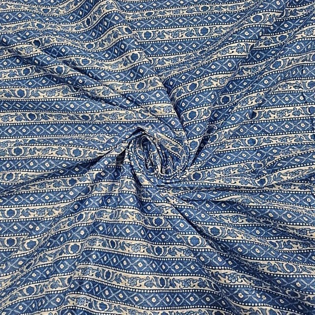 White Colour Cotton Dobby Printed Fabric