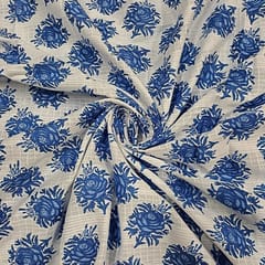 White Colour Cotton Dobby Printed Fabric