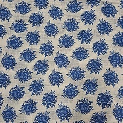 White Colour Cotton Dobby Printed Fabric