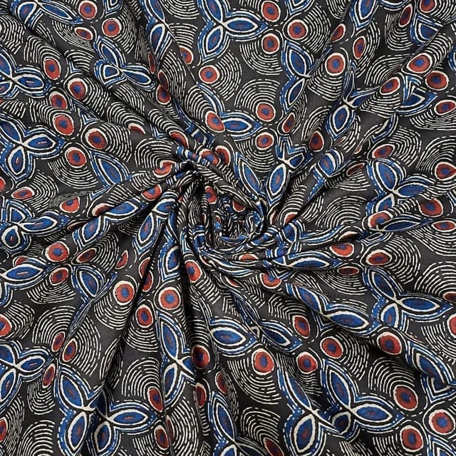 Black Colour Cotton Cambric Printed Fabric