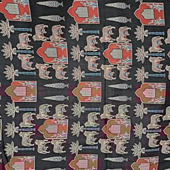 Black Colour Cotton Cambric Printed Fabric